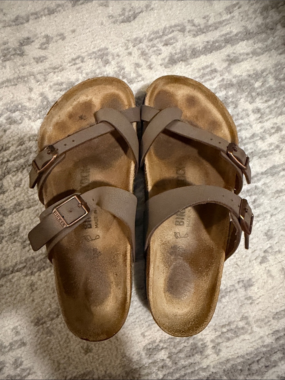 Birkenstock Brown Double-Strap Slide Sandals